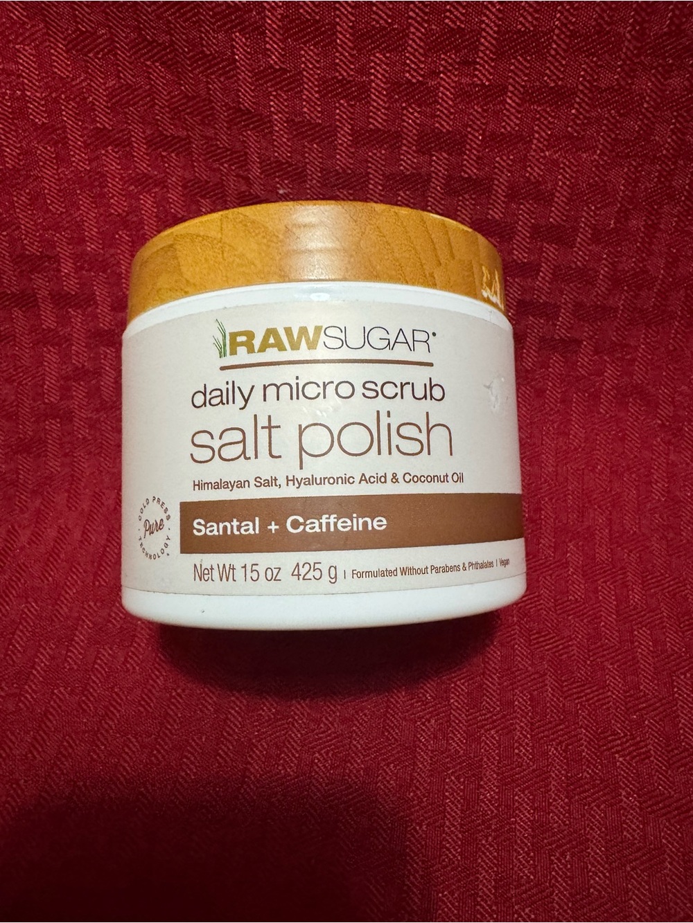 Raw Sugar Santal + Caffeine Daily Micro Scrub Salt Polish - White & Brown